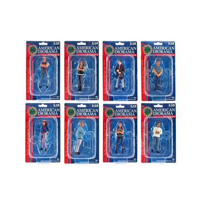 "Car Meet 3" 8 piece Figure Set for 1/18 Scale Models by American Diorama