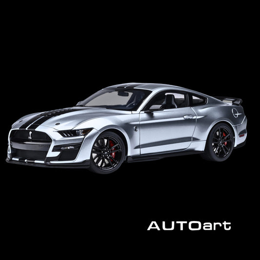 AUTOart Ford Mustang Shelby GT500 Iconic Silver Metallic w/ Black Stripes 1/18 Composite Model Car (Opening Hood/Doors/Trunk)