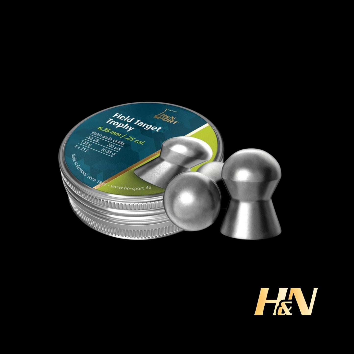 H&N Field Target Trophy Lead Pellets .25 cal. 20.06 Grain 200 Count