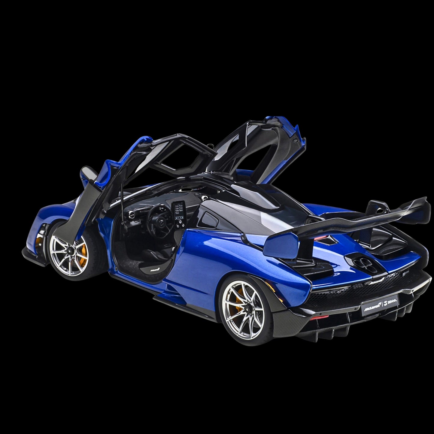 AUTOart McLaren Senna “Trophy” Kyanos Blue/Black w/ Carbon Accents 1/18 Composite Model Car (Working Spoiler)