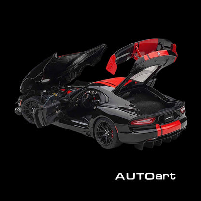 2017 Dodge Viper 1:28 Edition ACR Black with Red Stripes 1/18 Model Car by Autoart