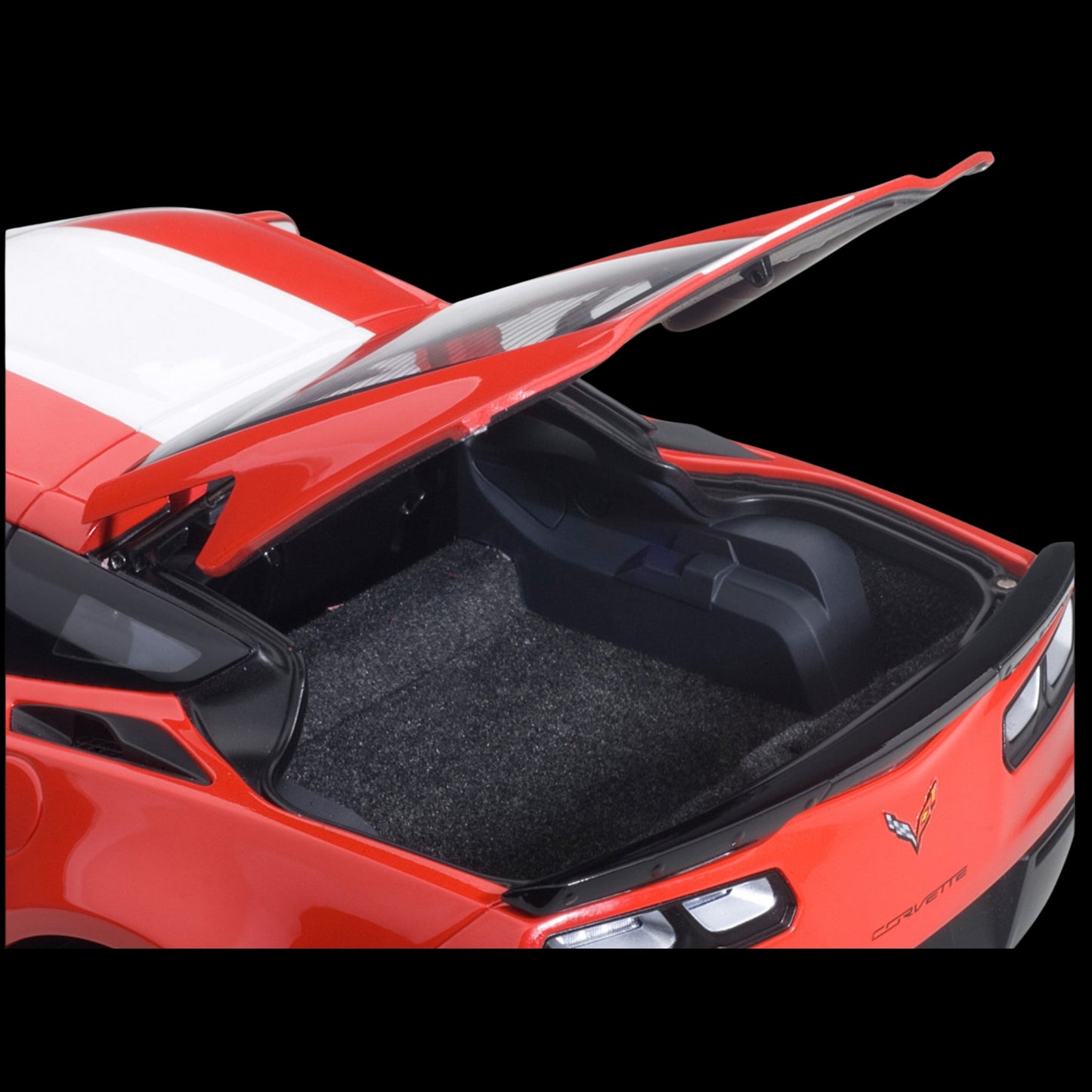 2017 Chevrolet Corvette C7 Grand Sport Red with White Stripe and Black Fender Hash Marks 1/18 Model Car by Autoart