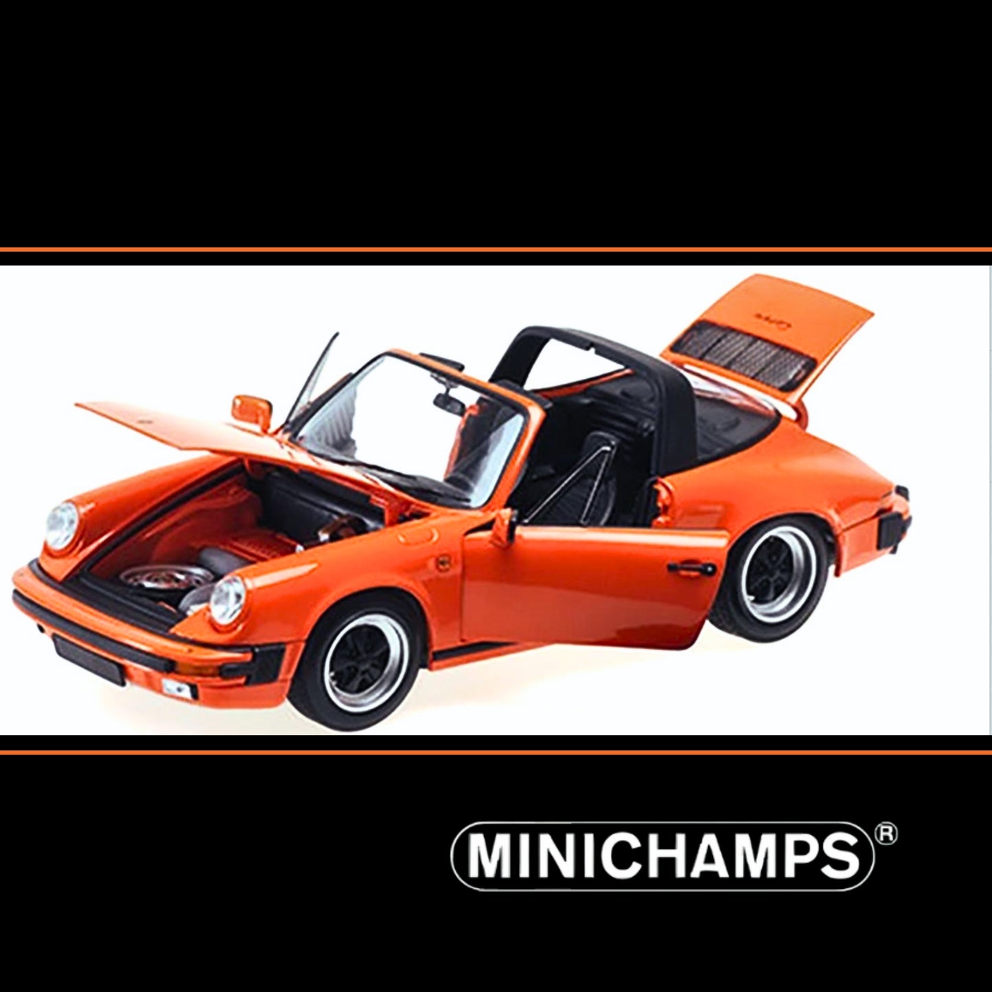 Minichamps 1/18 1983 Porsche 911 Carrera Targa 3.2 Orange Diecast Model Car (Opening Parts)