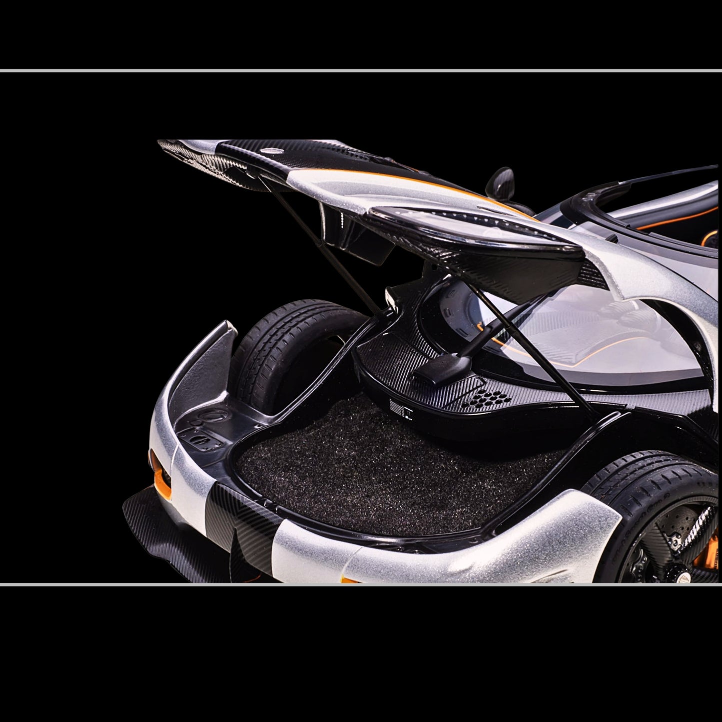 Koenigsegg Agera RS Moon Silver with Carbon and Orange Accents 1/18 Model Car by Autoart