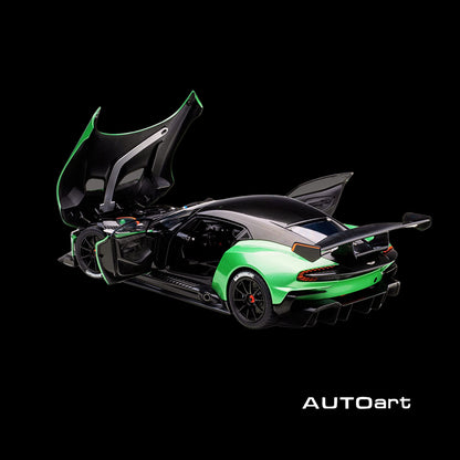 Aston Martin Vulcan Apple Tree Green Metallic with Orange Accents and Carbon Top 1/18 Model Car by Autoart