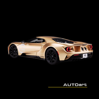 Ford GT Heritage Edition #5 "Holman Moody" Gold Metallic with Red and White Graphics 1/18 Model Car by Autoart
