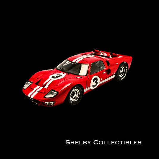 1966 Ford GT-40 MK II #5 Red with White Stripes Le Mans 1/18 Diecast Model Car by Shelby Collectibles