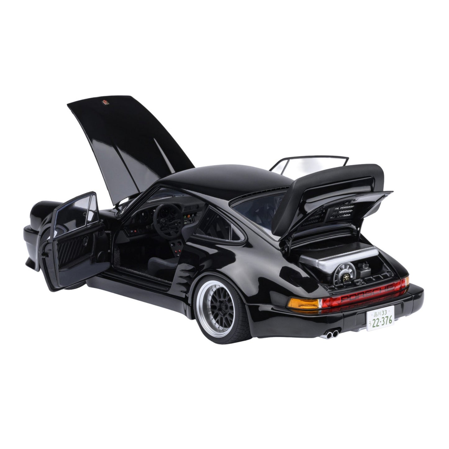 Porsche 911 (930) Turbo "Blackbird" Black "Wangan Midnight - Comic #1 Version" Manga 1/18 Model Car by Autoart