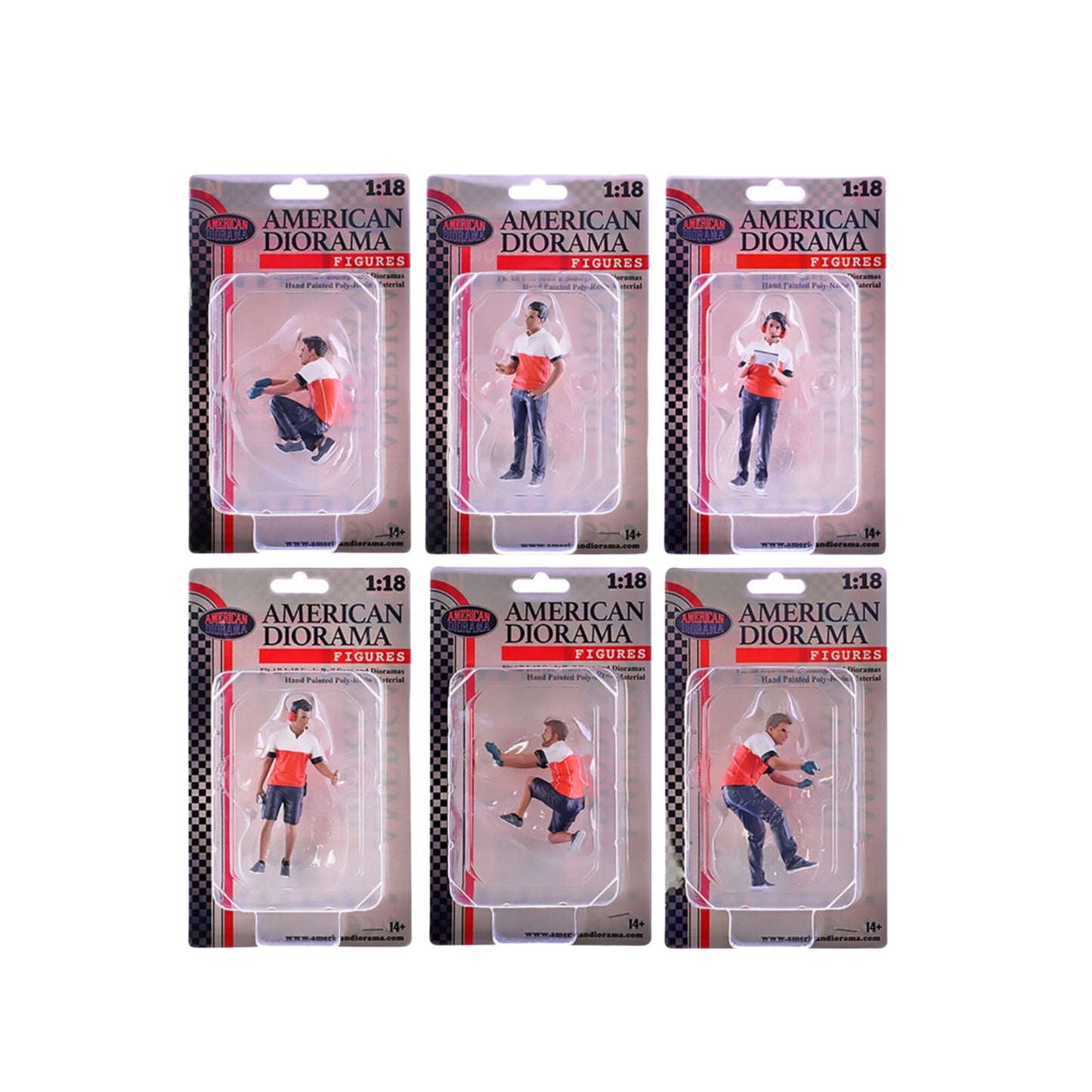 "Race Crew" 6 piece Figure Set for 1/18 scale models by American Diorama