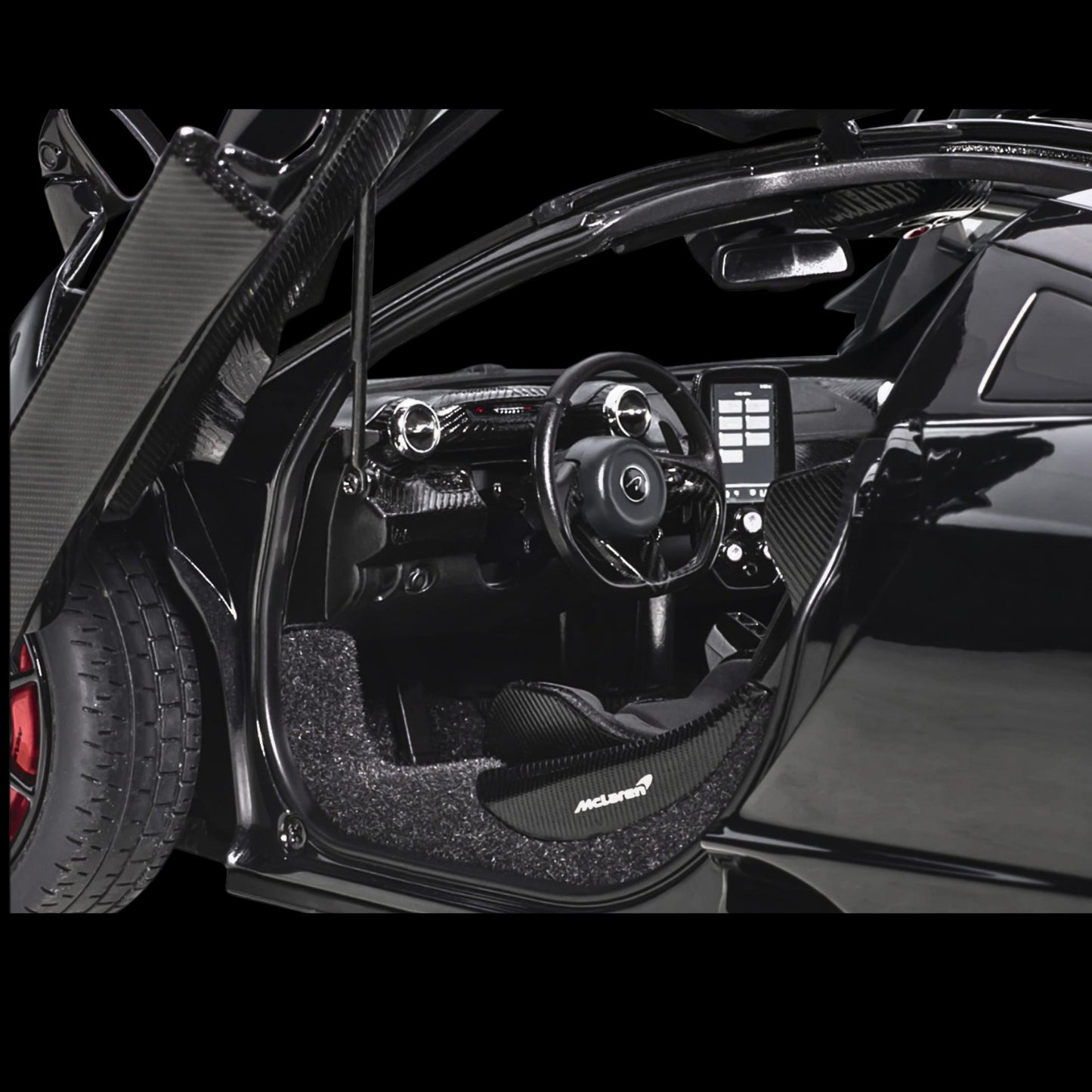 Mclaren Senna Stealth Cosmos Black with Carbon Accents 1/18 Model Car by Autoart