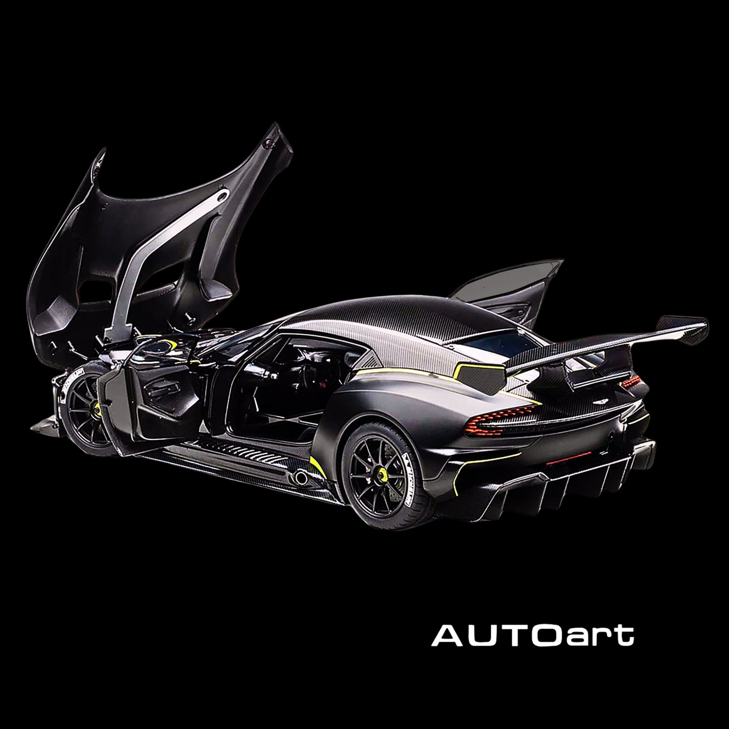 Aston Martin Vulcan Matt Black with Lime Green Stripes  by Autoart