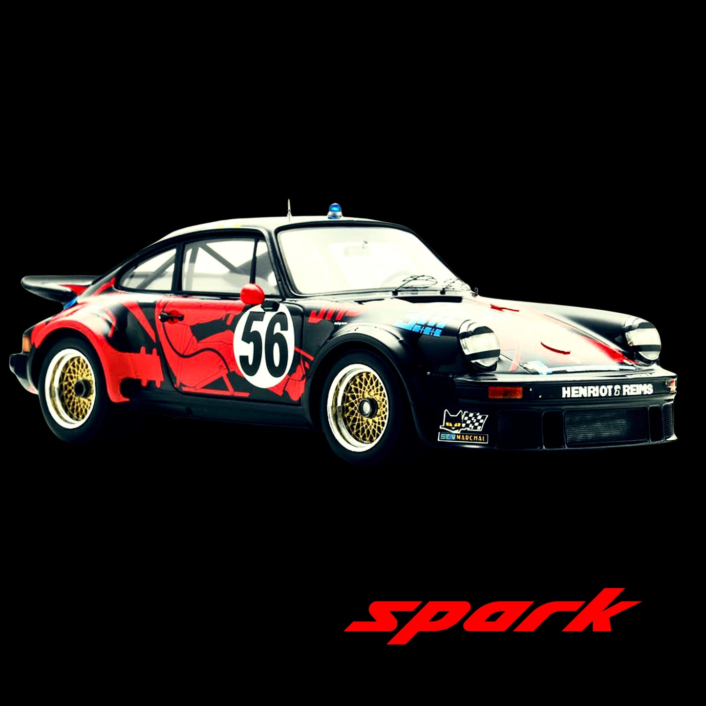Porsche 934 #56 JMS Racing-ASA Cachia Le Mans 1977 1:18 Model Car by Spark (No Openings, Acrylic Display Case)