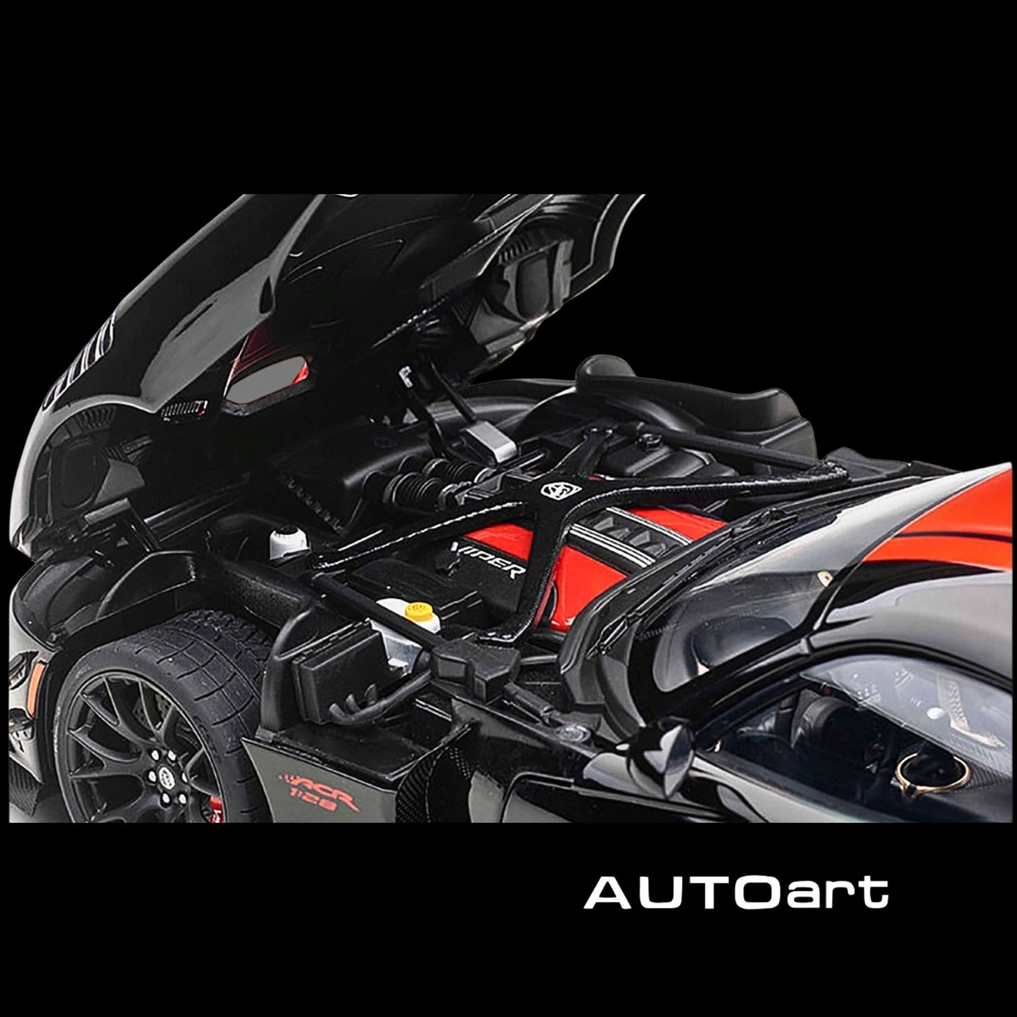 2017 Dodge Viper 1:28 Edition ACR Black with Red Stripes 1/18 Model Car by Autoart