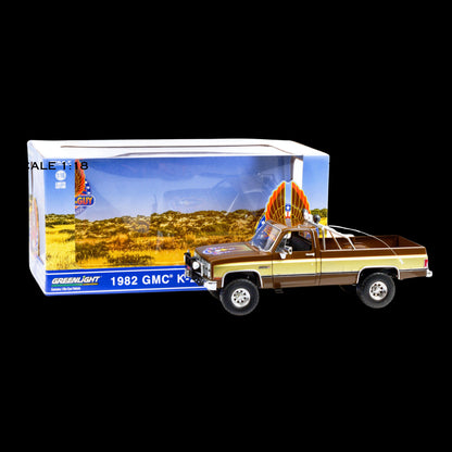 1982 GMC K-2500 Sierra Grande Pickup Truck Brown with Gold Sides "Fall Guy Stuntman Association" "The Fall Guy" (1981-1986) TV Series 1/18 Diecast Model Car by Greenlight