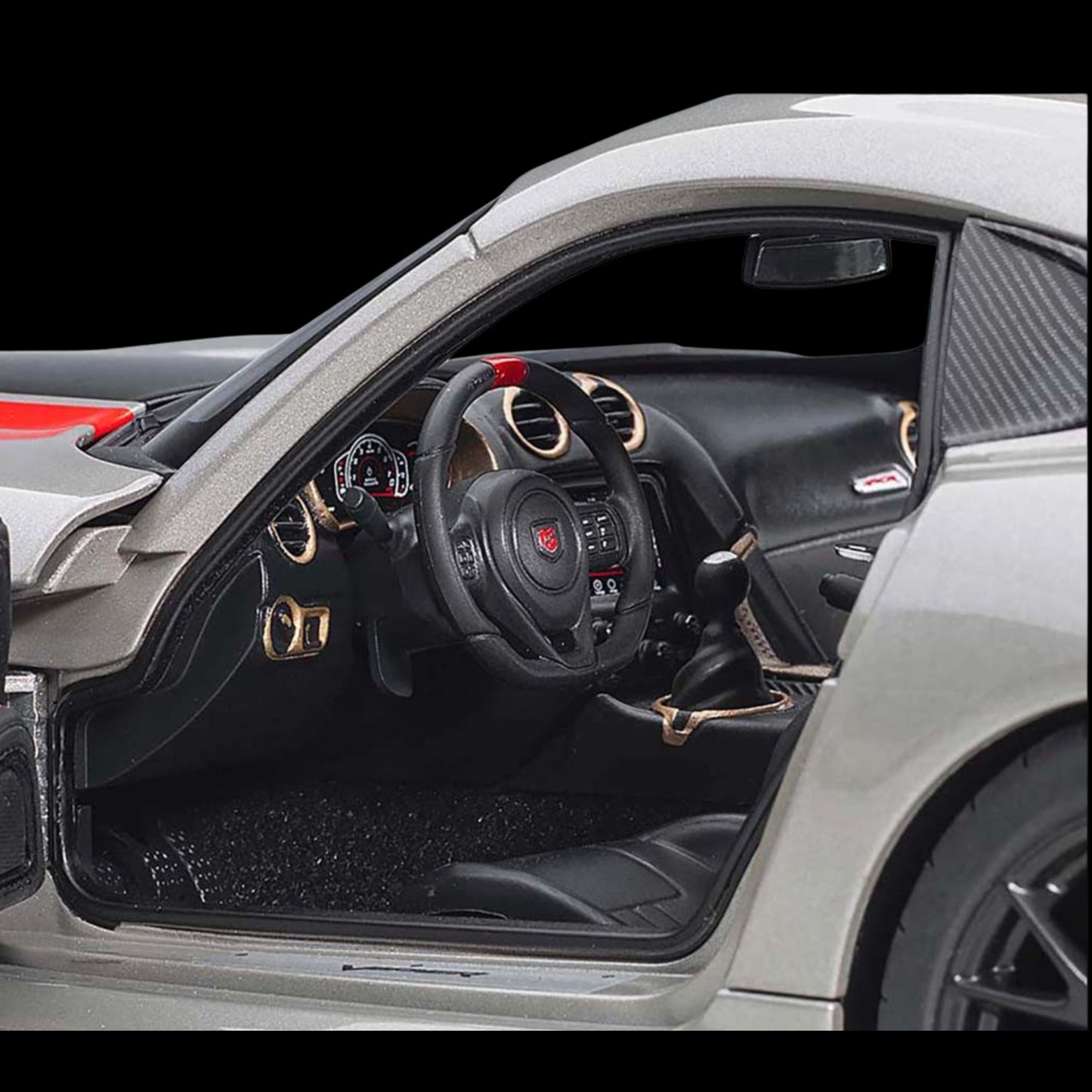 2017 Dodge Viper ACR Billet Silver Metallic with Black and Red Stripes 1/18 Model Car by Autoart