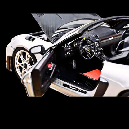 2023 Porsche 718 Spyder RS Weissach Pack GT Silver Metallic with Carbon Hood, Norev