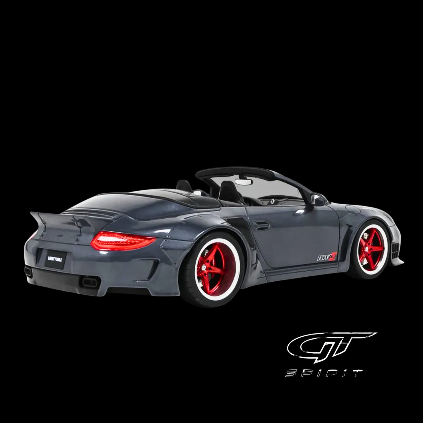 GT Spirit Porsche 911 LB-Works Alpha 9 Gray/Black Hood Resin Model Car 1/18 (No Openings)