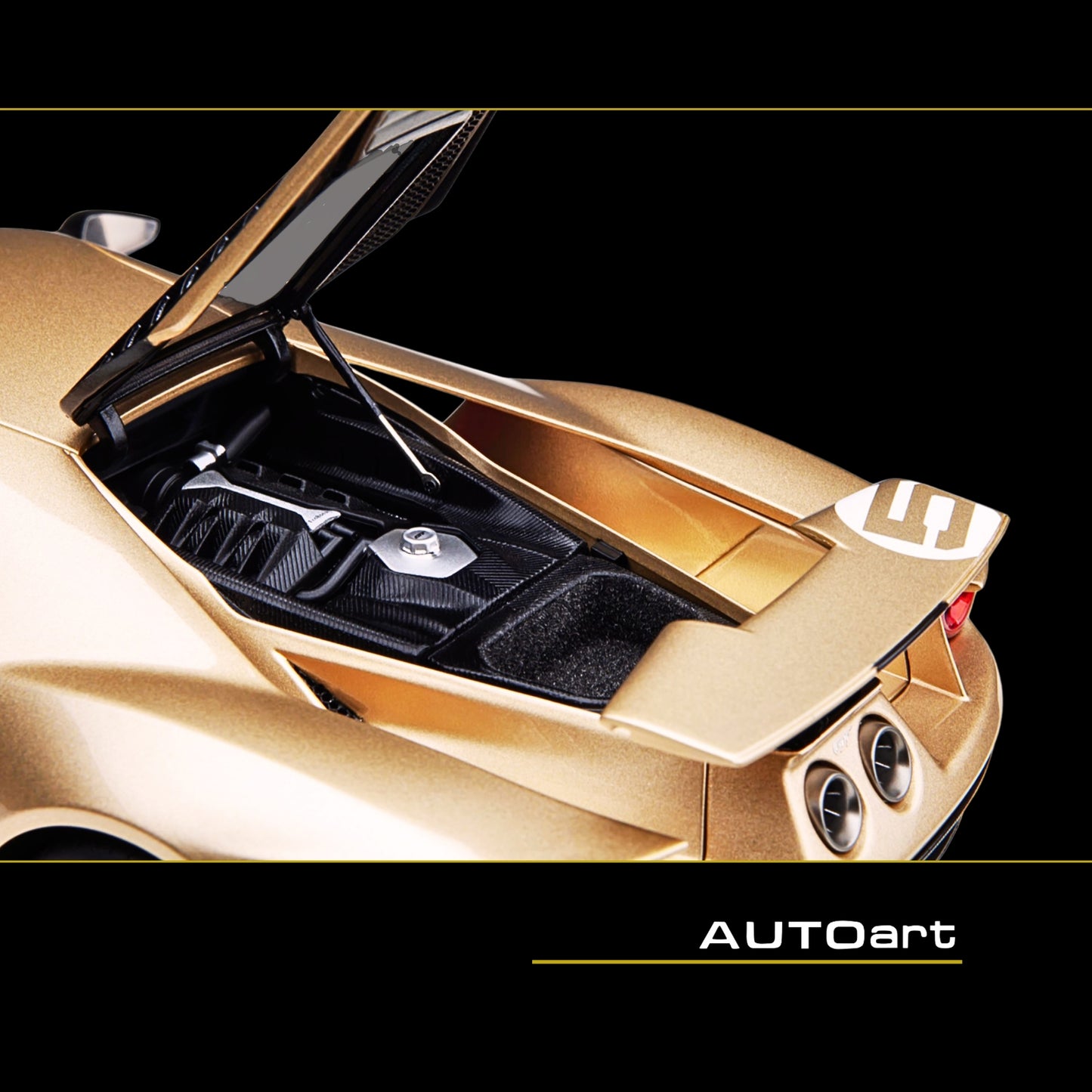 Ford GT Heritage Edition #5 "Holman Moody" Gold Metallic with Red and White Graphics 1/18 Model Car by Autoart