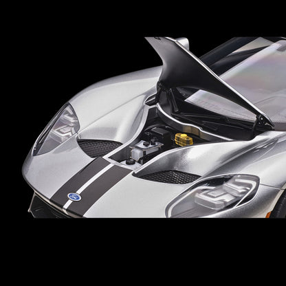 AUTOart 2017 Ford GT Ingot Silver Metallic w/ Black Stripes 1/12 Model Car (Opening Panels, Working Spoiler)