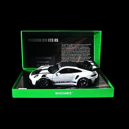 2022 Porsche 911 (992) GT3 RS "Weissach Package" Gray Metallic with Blue Accents Limited Edition to 649 pieces Worldwide 1/18 Diecast Model Car by Minichamps