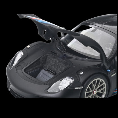 Porsche 918 Spyder Weissach Package Black/ Martini Livery #15 1/18 Model Car by Autoart