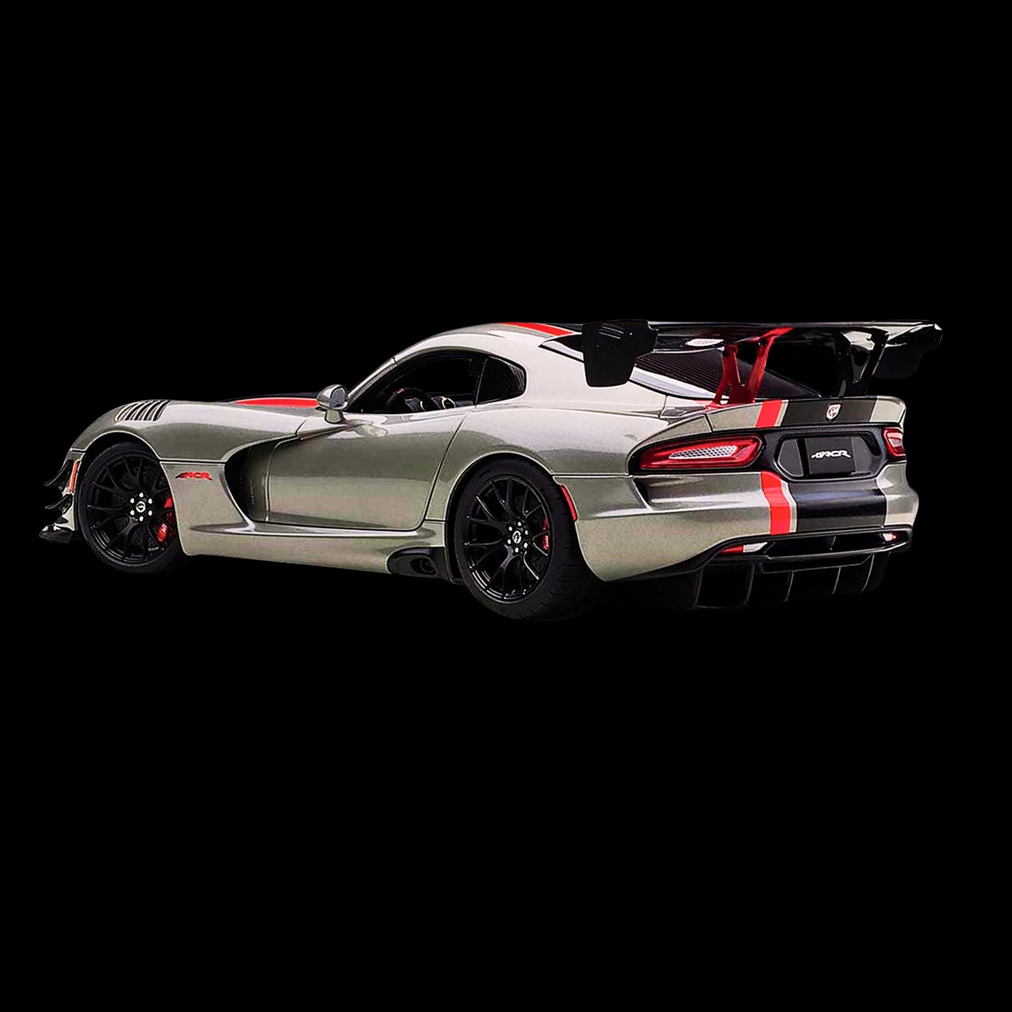 2017 Dodge Viper ACR Billet Silver Metallic with Black and Red Stripes 1/18 Model Car by Autoart