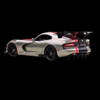 2017 Dodge Viper ACR Billet Silver Metallic with Black and Red Stripes 1/18 Model Car by Autoart