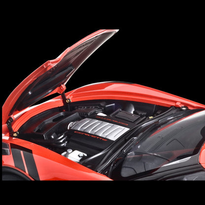2017 Chevrolet Corvette C7 Grand Sport Red with White Stripe and Black Fender Hash Marks 1/18 Model Car by Autoart