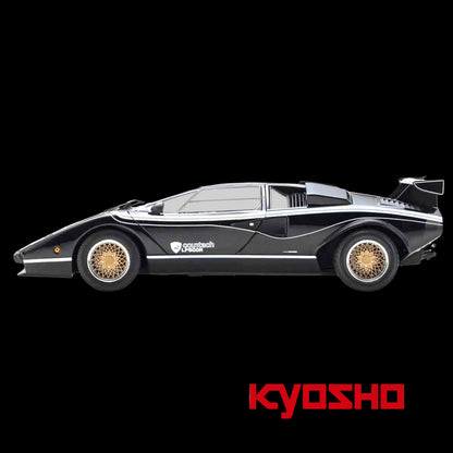 Lamborghini Countach LP 500R Black with White Interior 1/18 Diecast Model Car by Kyosho