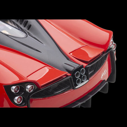 Pagani Huayra Roadster Rosso Monza Red and Carbon with Luggage Set 1/18 Model Car by Autoart