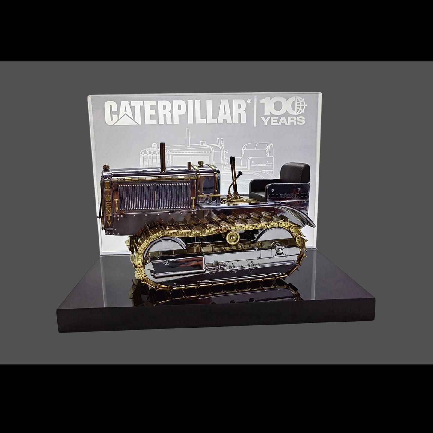 CAT Caterpillar Twenty Tractor "100th Anniversary" Chrome and Gold "Centennial Series" 1/16 Diecast Model by Diecast Masters