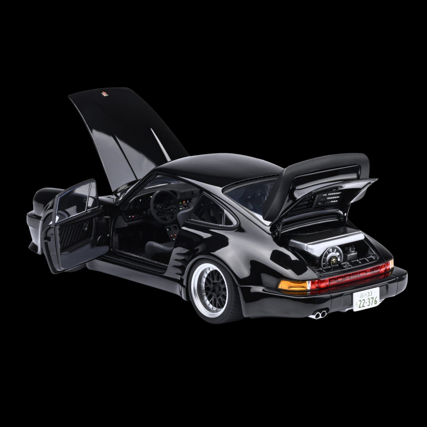 Porsche 911 (930) Turbo "Blackbird" Black "Wangan Midnight - Comic #1 Version" Manga 1/18 Model Car by Autoart