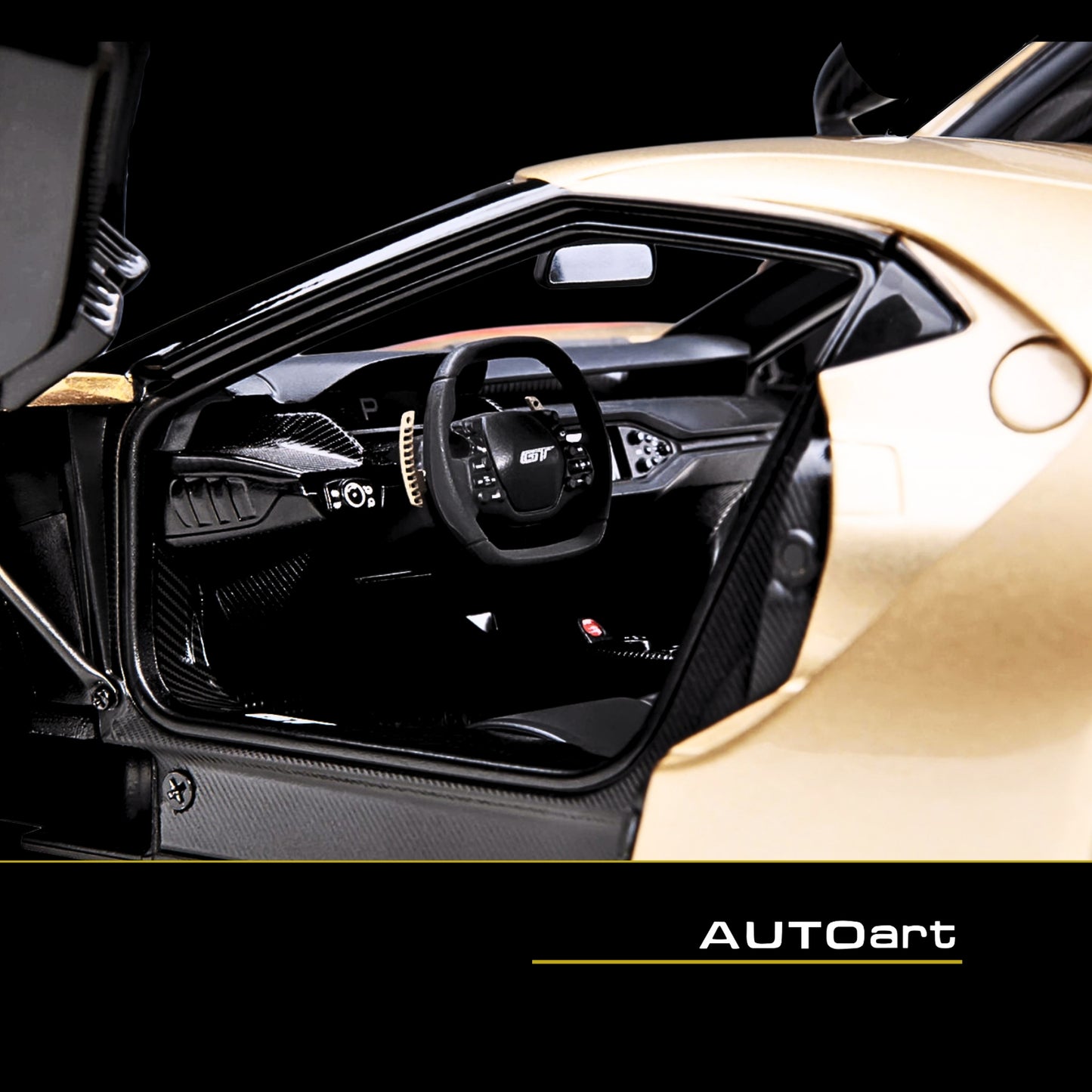 Ford GT Heritage Edition #5 "Holman Moody" Gold Metallic with Red and White Graphics 1/18 Model Car by Autoart