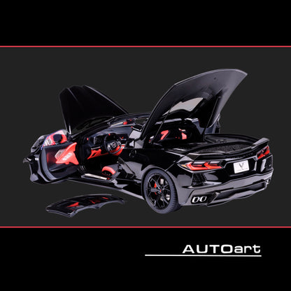 2020 Chevrolet Corvette C8 Stingray Black 1/18 Model Car by Autoart
