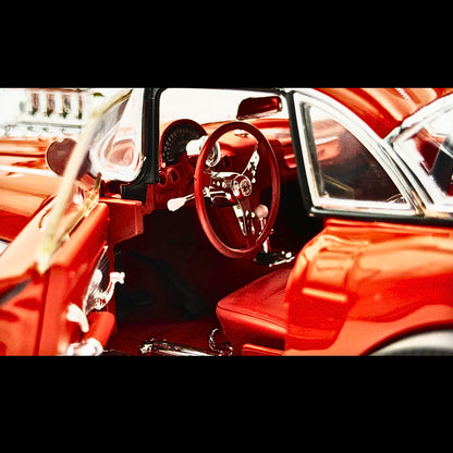 1961 Chevrolet Corvette Gasser – Roman Red, Red Interior | 1:18 Diecast Model by ACME (Limited Edition 300 Worldwide)