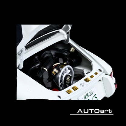 Porsche 911 Carrera 2.7 RS "The Circuit Wolf" White with Red Stripes and Wheels with Hood Graphics 1/18 Model Car by Autoart
