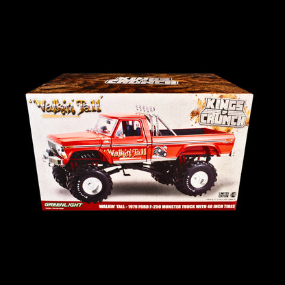 1979 Ford F-250 Monster Truck with 48-Inch Tires "Walkin' Tall" Red "Kings of Crunch" Series 1/18 Diecast Model Car by Greenlight