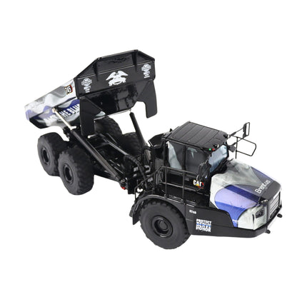 Diecast Masters CAT 745 Articulated Dump Truck “Back the Blue” Brent Scarbrough & Co. Black 1/50 Diecast Model (High Line Series)