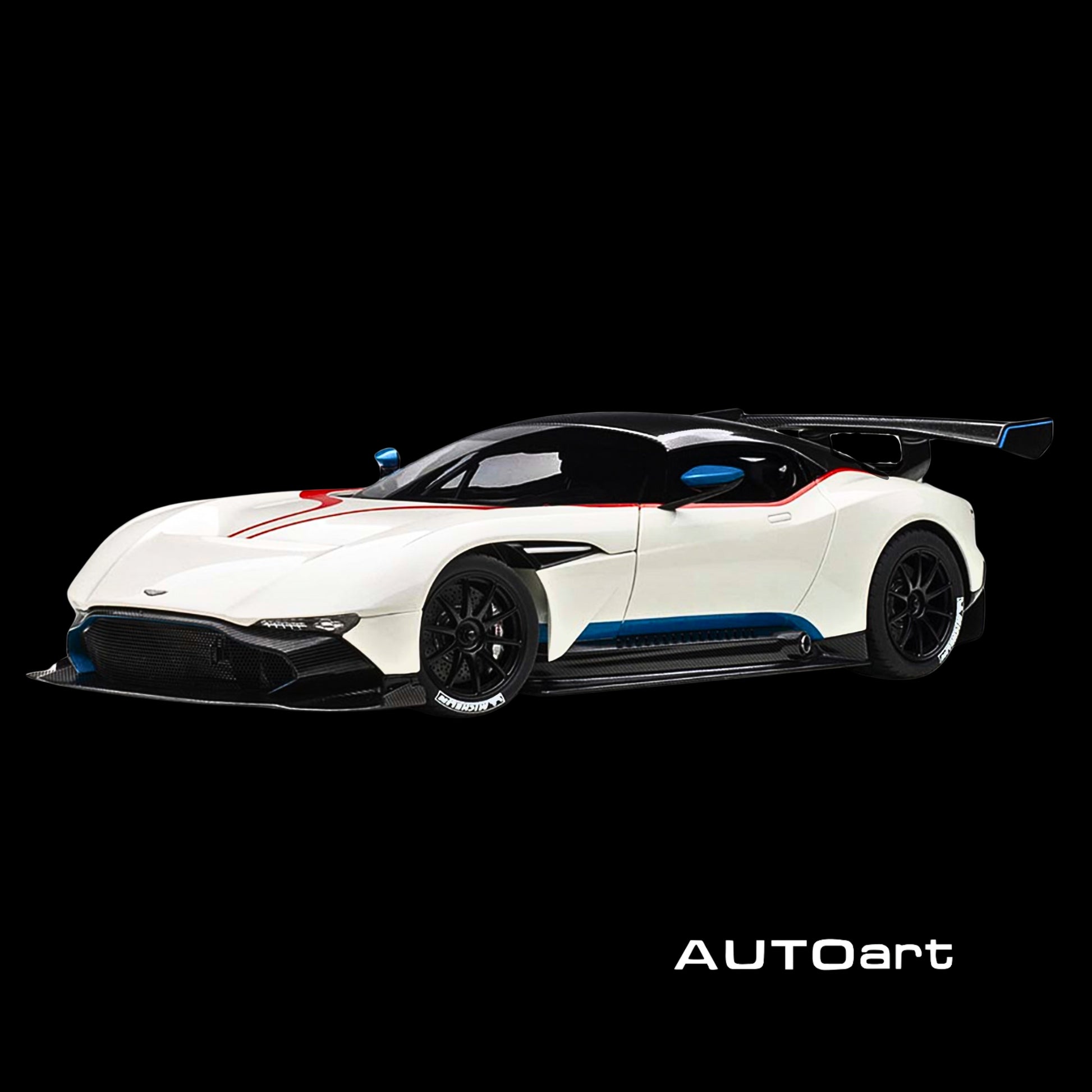 Aston Martin Vulcan Stratus White with Red and Blue Stripes  by Autoart.